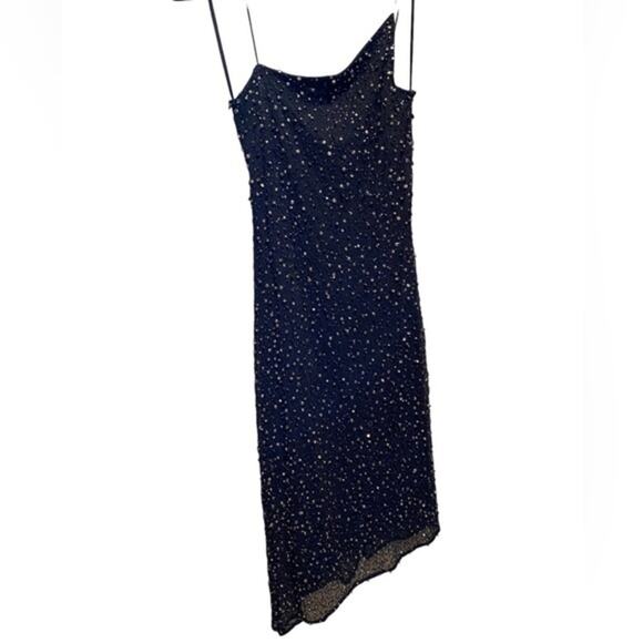 New MNG From Mango Dress Women’s Size 6 Asymmetrical Black Glitzy Evening Gown - Picture 1 of 16